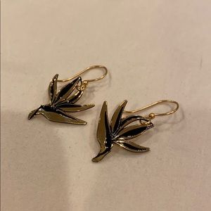 Gold and Black leaf earrings
